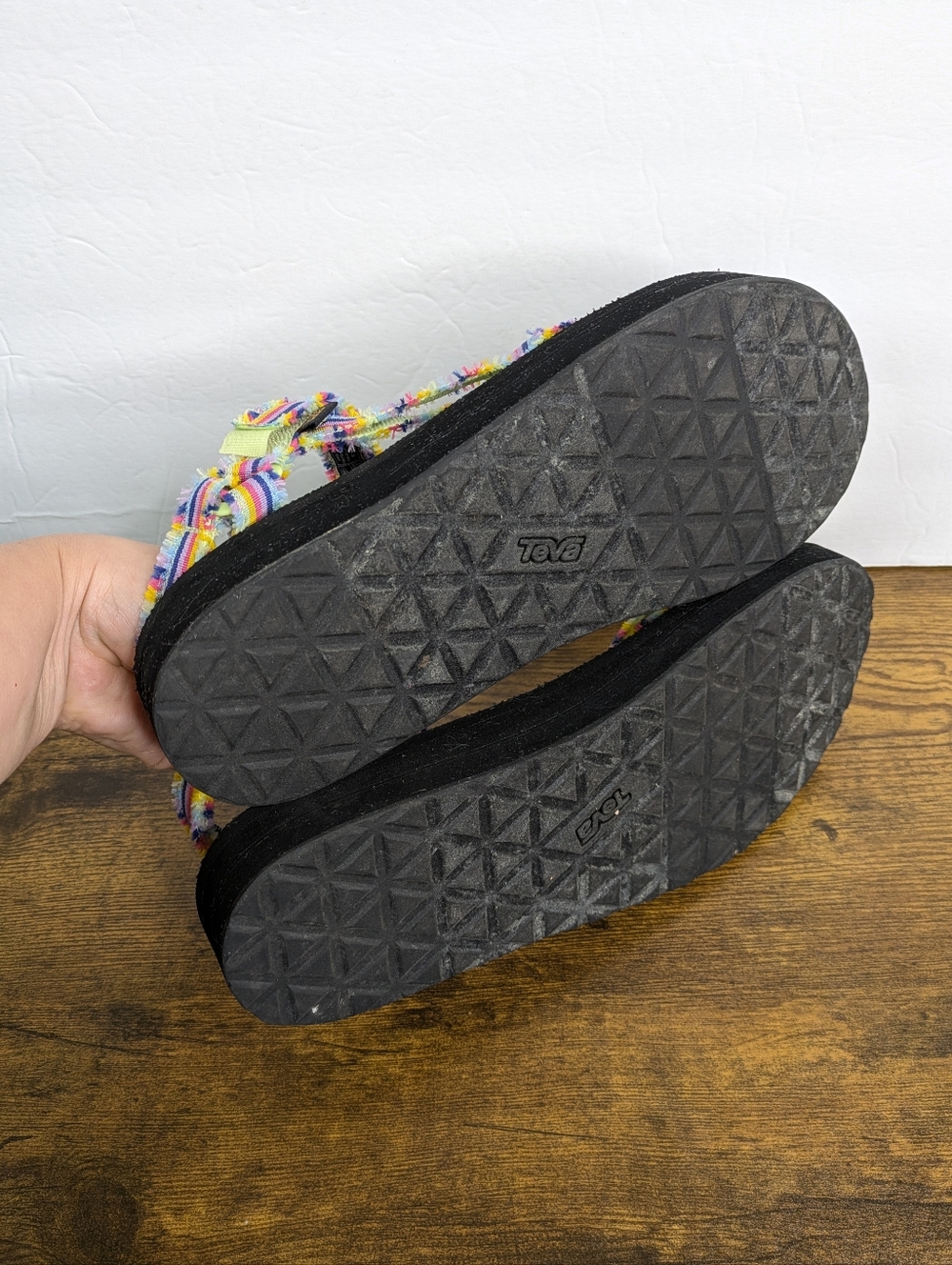 Teva Midform Fray Sandals 11 Frazier Black Plaid Multicolor Platform Sport - Picture 9 of 11